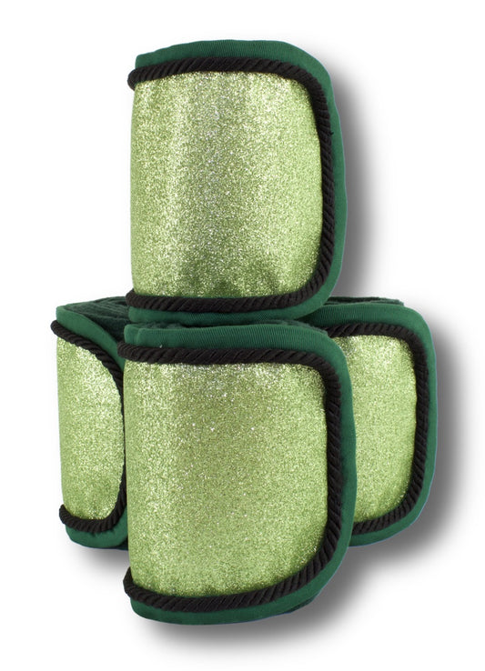 Fleecebandagen 4-er Set, grün Glitzer