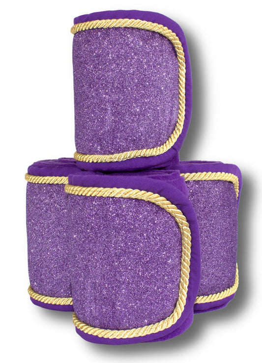 Fleecebandagen 4-er Set, dark purple Glitzer